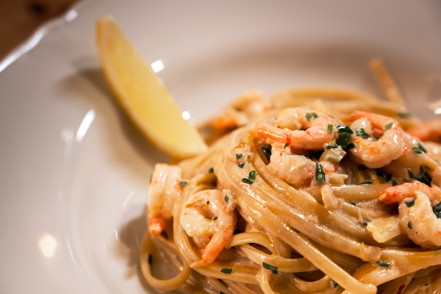 Linguine med chilimarinerade räkor