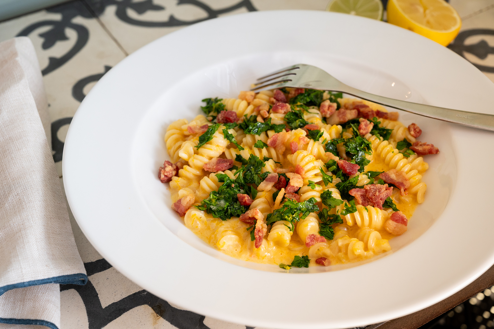 Rostad pumpapasta med gremolata