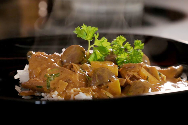 Vegansk biff stroganoff Vegansk biff stroganoff