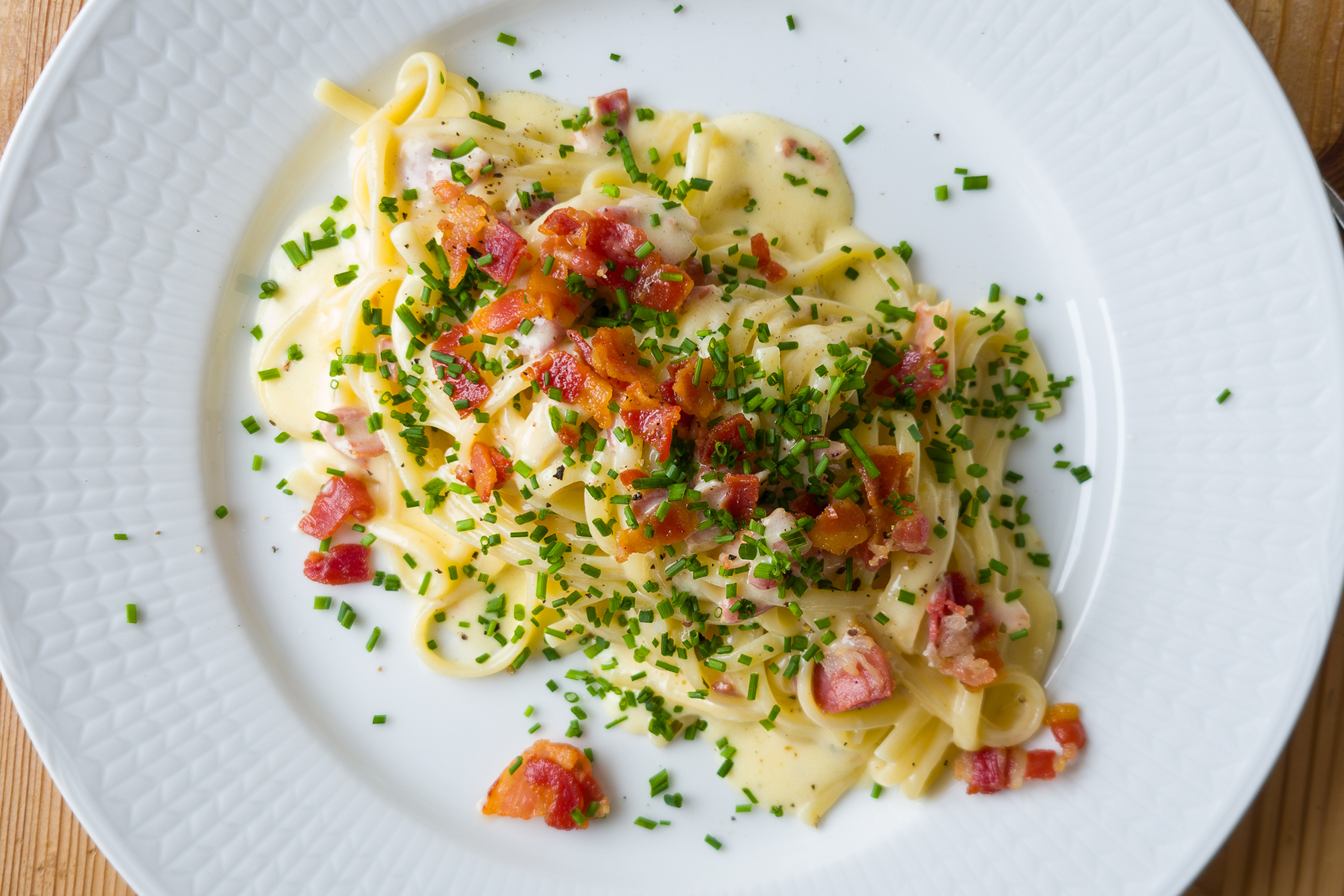 Pasta Alfredo med bacon